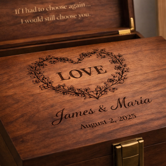 A Personalized Anniversary Keepsake Box | Custom Engraved Wooden Gift