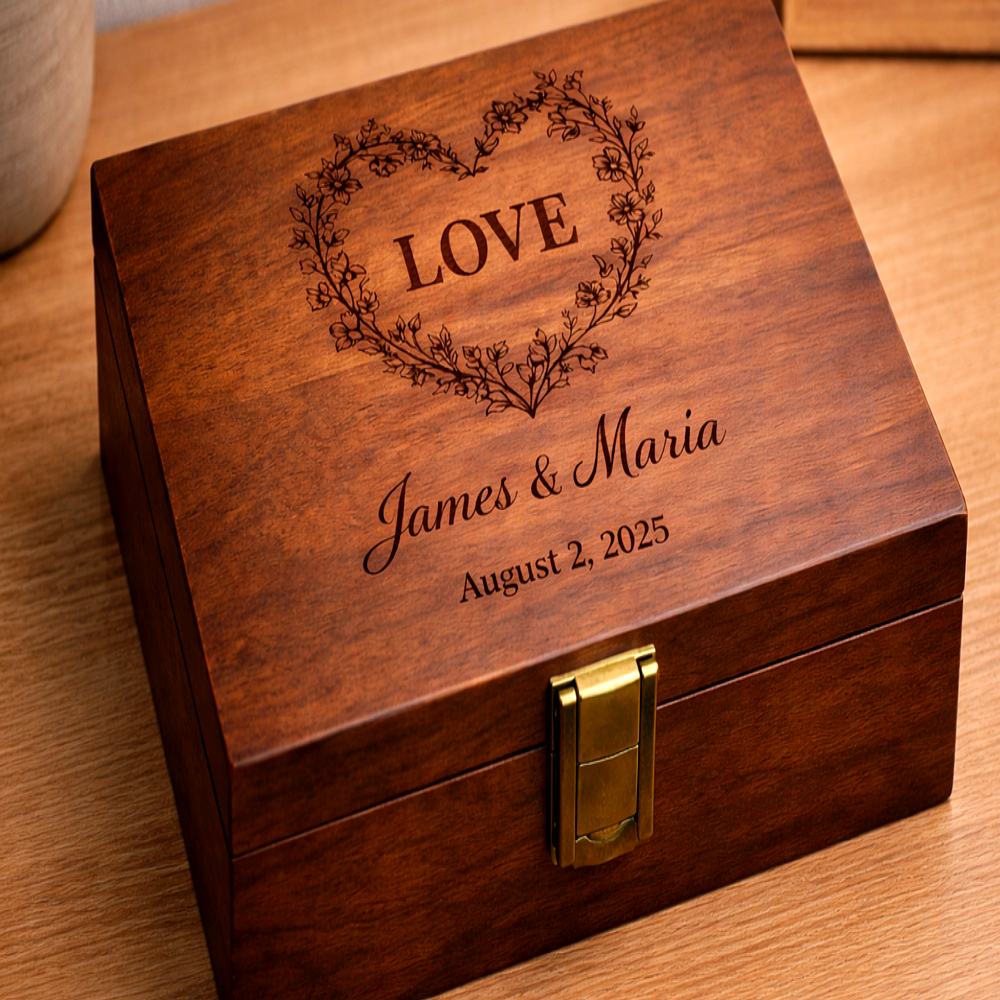 A Personalized Anniversary Keepsake Box | Custom Engraved Wooden Gift